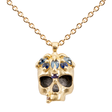 Blue Enchanted City Skull Necklace - Made to Order